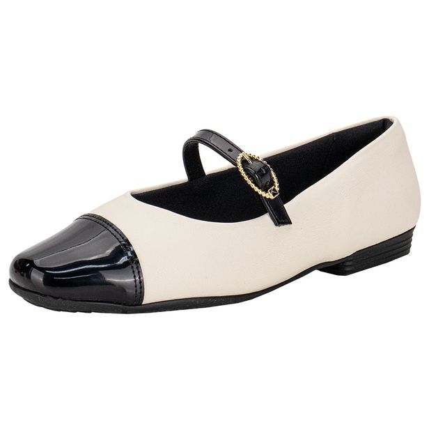 Sapatilha Feminina Flat Piccadilly 250245 BEGE/PRETO 34