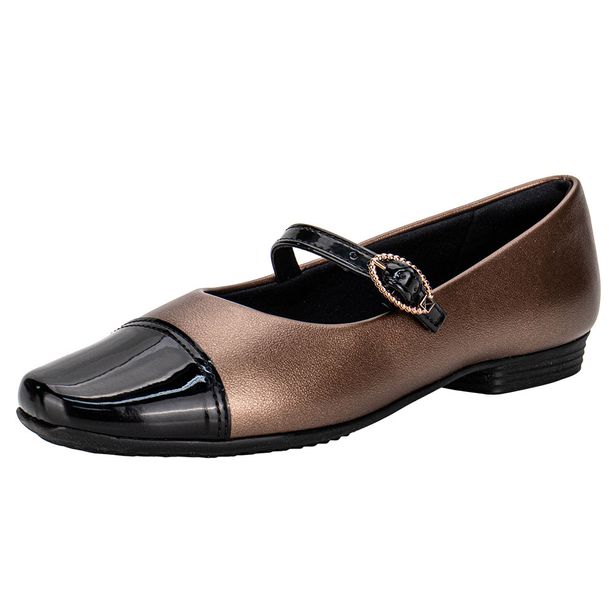 Sapatilha Feminina Flat Piccadilly 250245 BRONZE/PRETO 36