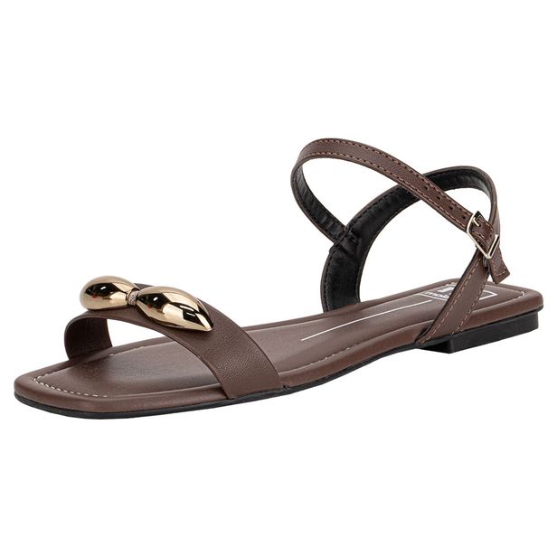 Sandália Feminina Flat Moleca 5462143 CHOCOLATE 35