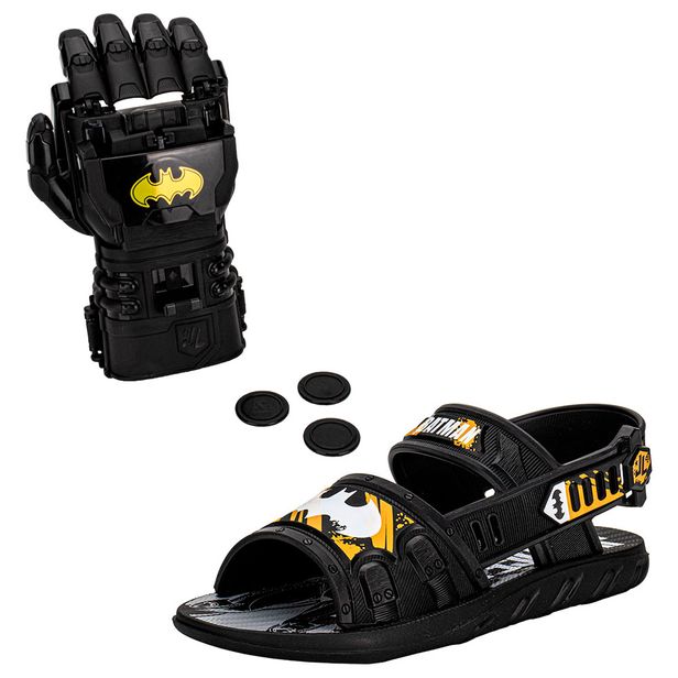 Kit Papete Infantil Liga Da Justiça Action e Luva Grendene Kids 23263 PRETO/AMARELO 26/27