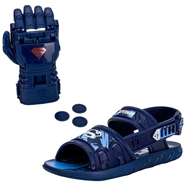 Kit Papete Infantil Liga Da Justiça Action e Luva Grendene Kids 23263 AZUL 26/27