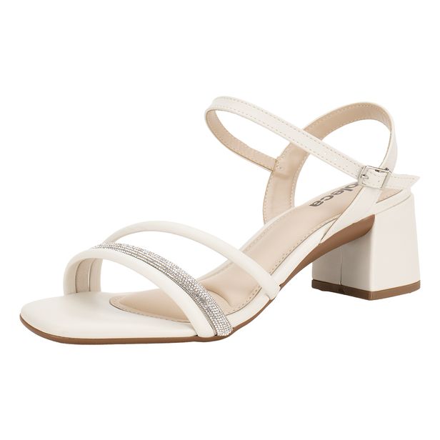 Sandália Feminina Salto Grosso Moleca 5496113 BRANCO/OFF 34