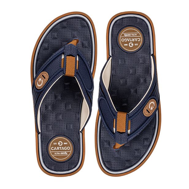 Chinelo Masculino Lyon IV Cartago 12531 BEGE/AZUL 39