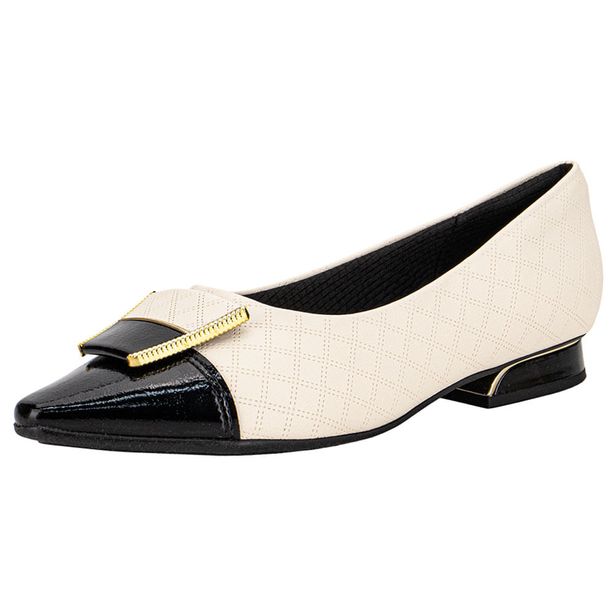 Sapato Feminino Salto Grosso Piccadilly 279039 BEGE/PRETO 34