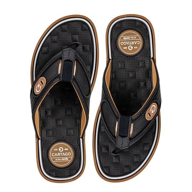 Chinelo Masculino Lyon IV Cartago 12531 PRETO/BEGE 37/38