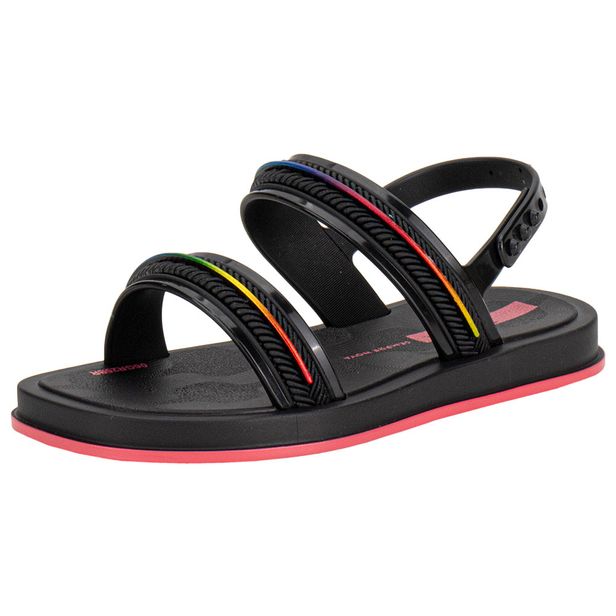 Sandália Infantil Feminina Glow Baby Ipanema 27404 PRETO/ROSA 19