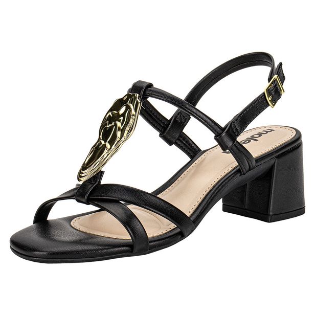Sandália Feminina Salto Grosso Moleca 5496118 PRETO 34