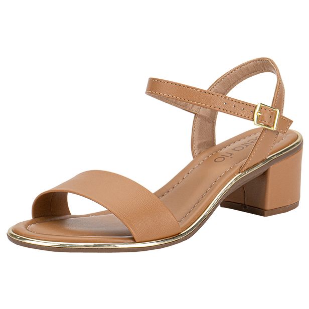 Sandália Feminina Salto Médio Beira Rio - 8379203 CAMEL 34