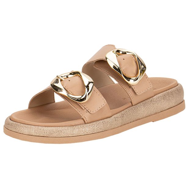 Sandália Feminina Conforto Ramarim 2555204 BEGE/OURO 34