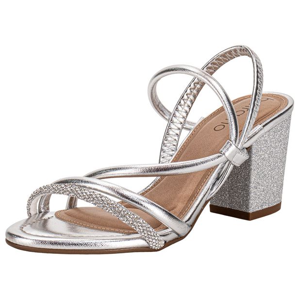 Sandália Feminina Salto Grosso Beira Rio 8280786 PRATA 34