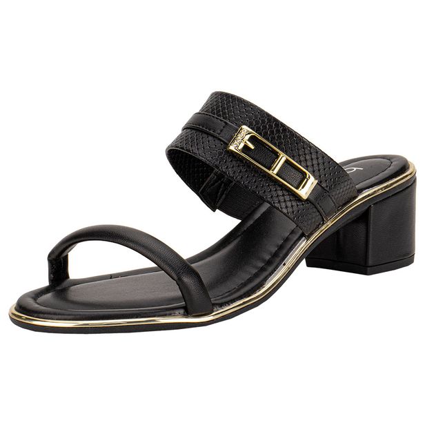Tamanco Feminino Salto Grosso Beira Rio 8379252 PRETO/DOURADO 34