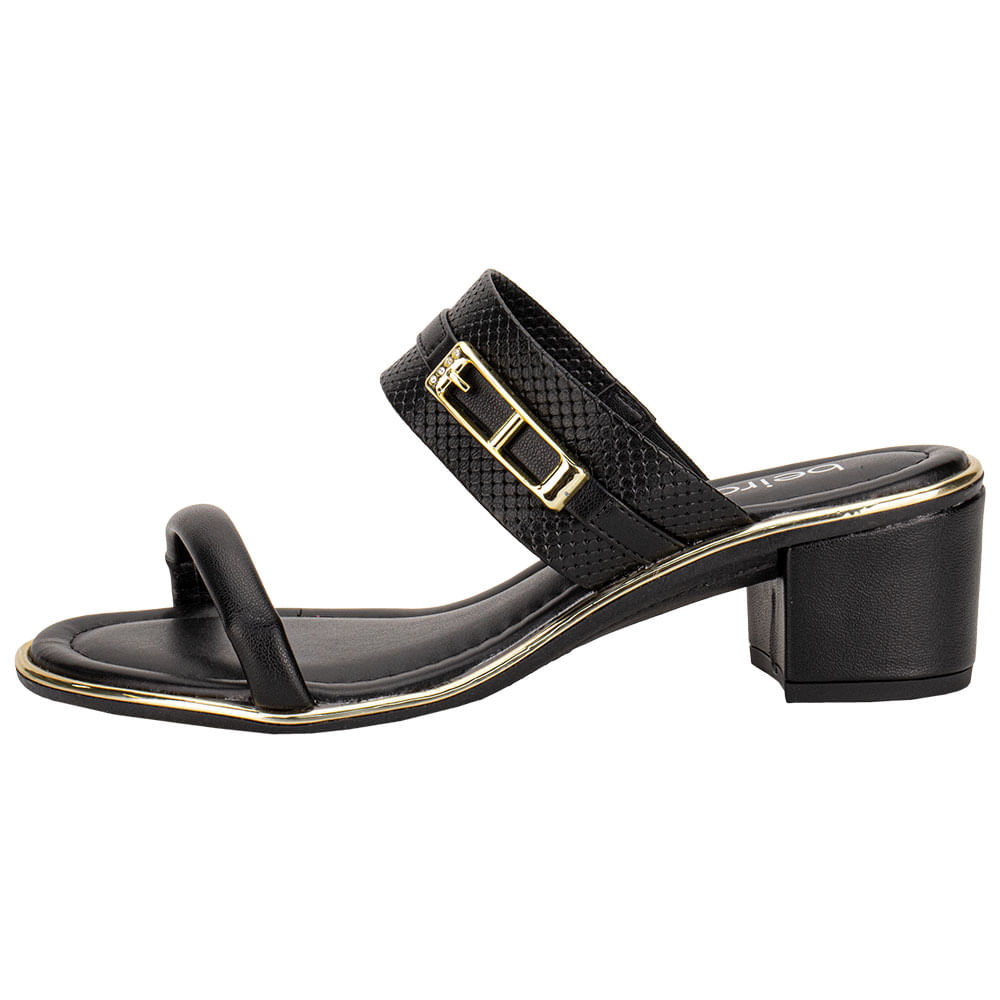 Tamanco Feminino Salto Grosso Beira Rio 8379252 PRETO/DOURADO