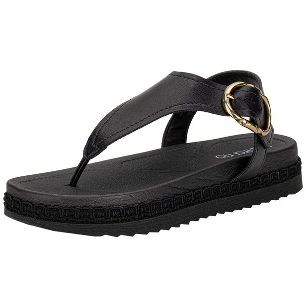 Sandália Feminina Flat Beira Rio 8553101 PRETO 34