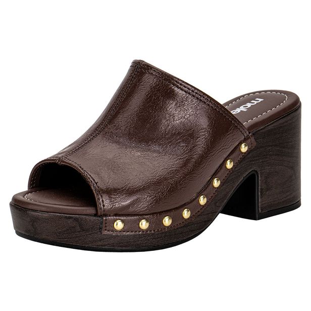 Tamanco Feminino Salto Grosso Moleca 5549107 CHOCOLATE 34