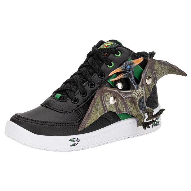 Kit Tênis Infantil Masculino e Pterossauro Dino Park Vissi DP200 PRETO/VERDE 28