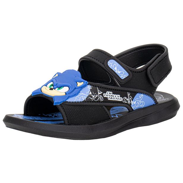 Papete Infantil Masculino Sonic Rush Grendene Kids 23353 PRETO/AZUL 25