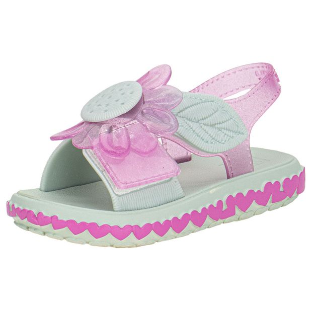 Sandália Infantil Feminina Spring Zaxynina 19263 ROSA/VERDE 19