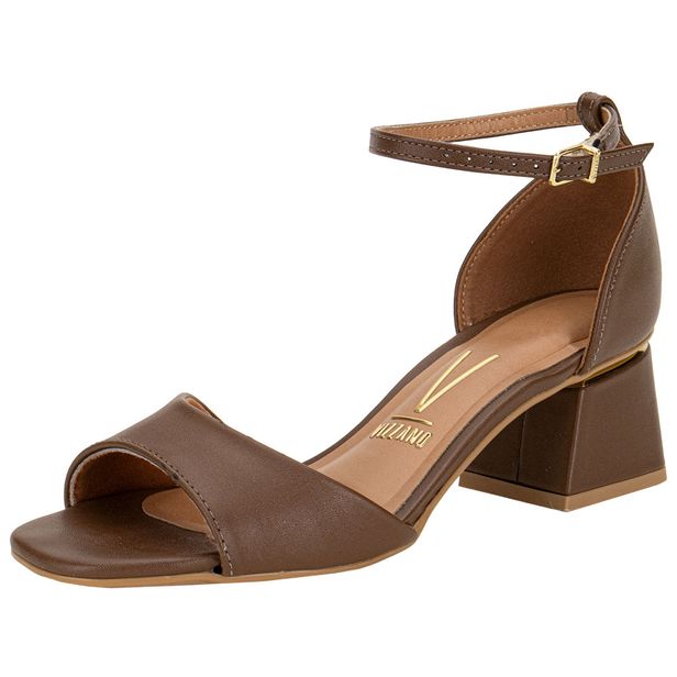 Sandália Feminina Salto Grosso Vizzano 6428143 CAFÉ 34