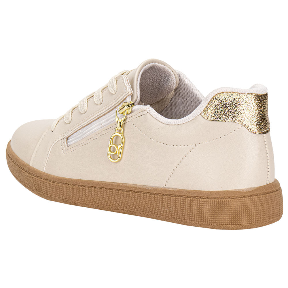 Tênis Feminino Casual Beira Rio 4313109 BEGE/DOURADO cloviscalcados