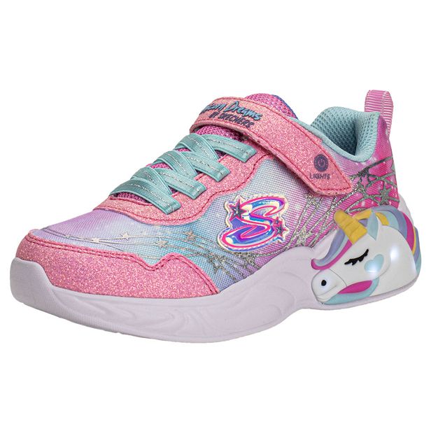 Tênis Infantil Unicorn Dreams Wishful Magic Ligths Skechers 302299L ROSA/AZUL 31
