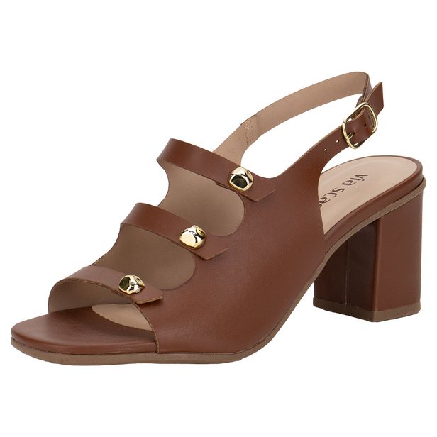 Sandália Feminina Salto Grosso Via Scarpa 176519119 CAMEL 34
