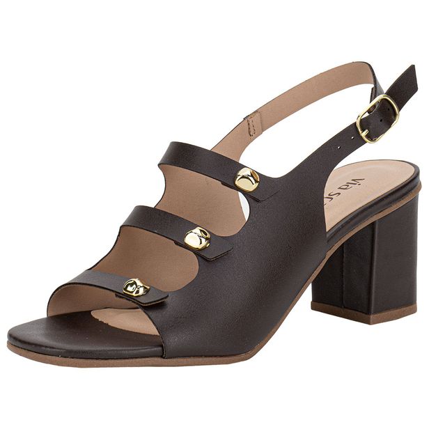 Sandália Feminina Salto Grosso Via Scarpa 176519119 CAFÉ 34