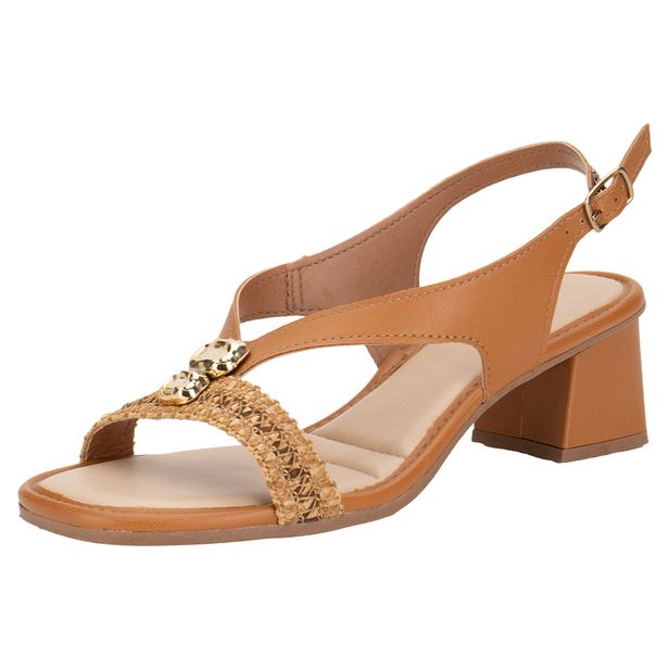Sandália Feminina Salto Grosso Mississipi MF722 CARAMELO 34