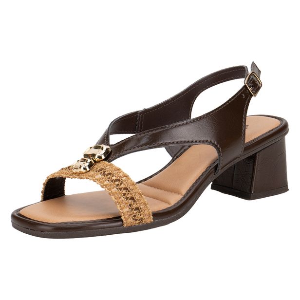Sandália Feminina Salto Grosso Mississipi MF722 CAFÉ 34