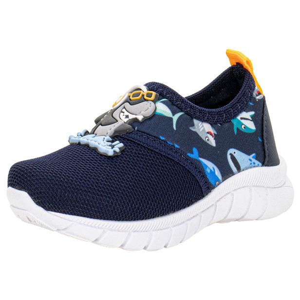 Tênis Infantil Masculino Slip On Kids Top - 335 AZUL/LARANJA 21