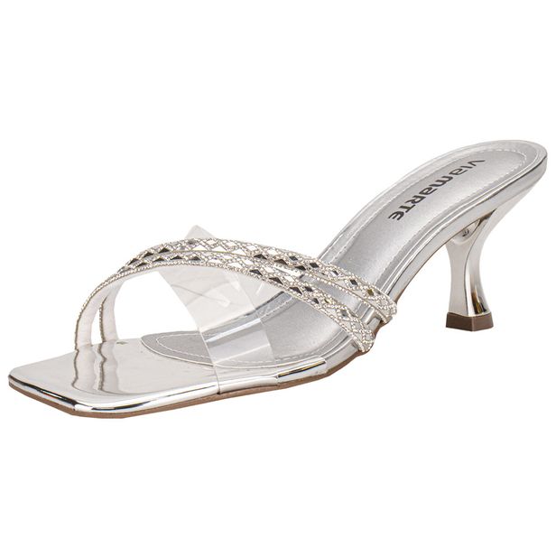 Tamanco Feminino Salto Taça Via Marte 177025 PRATA 34