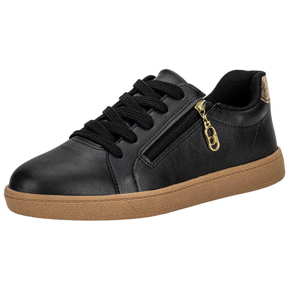 Tênis Feminino Casual Beira Rio 4313109 PRETO/DOURADO cloviscalcados - Main Image