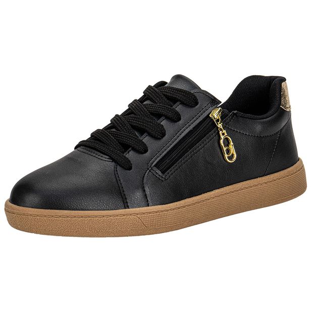 Tênis Feminino Casual Beira Rio 4313109 PRETO/DOURADO 34