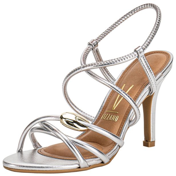 Sandália Feminina Salto Fino Vizzano 62491114 PRATA 35