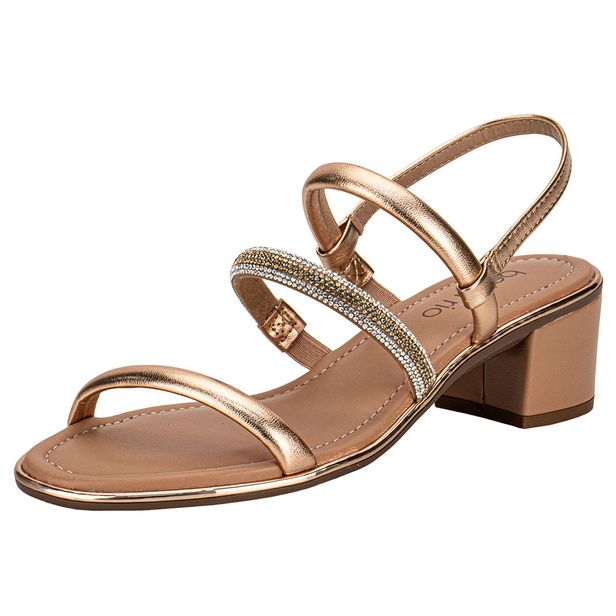 Sandália Feminina Salto Grosso Beira Rio 8379237 OURO/ROSADO 34