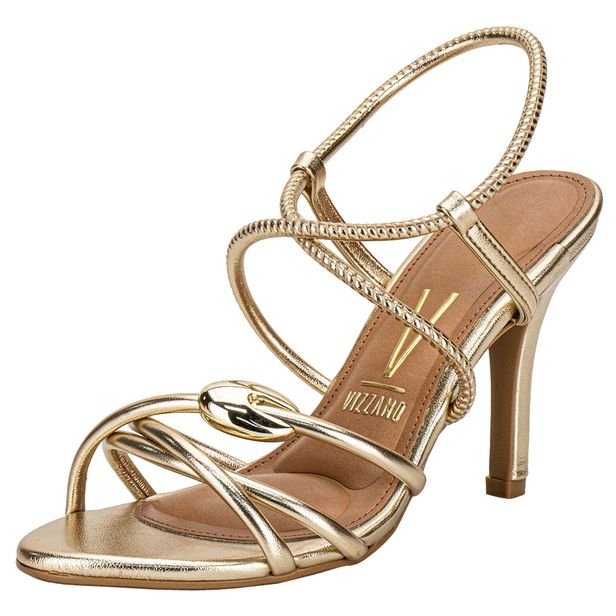 Sandália Feminina Salto Fino Vizzano 62491114 OURO 34