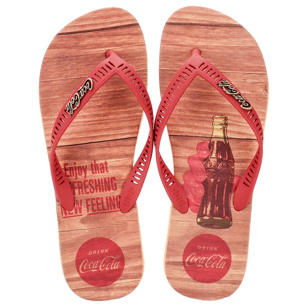 Chinelo Masculino Crisp Taste Coca-Cola CC3938 BEGE/VERMELHO 37/38