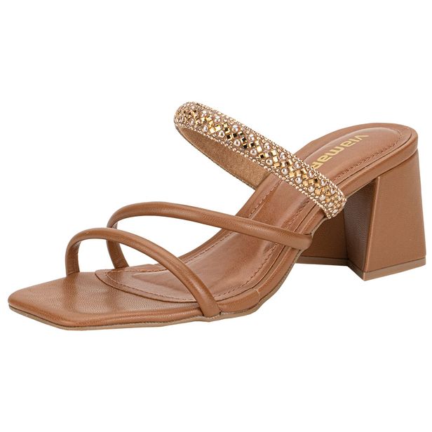 Tamanco Feminino Salto Grosso Via Marte 100021 CARAMELO 34