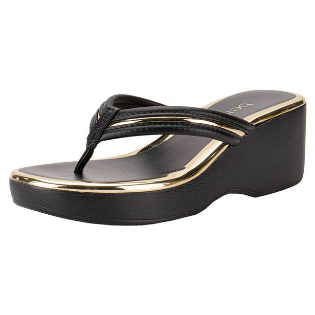 Tamanco Feminino Salto Médio Beira Rio - 8455305 PRETO/DOURADO 38