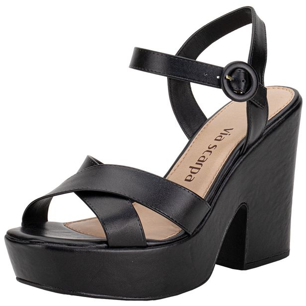 Sandália Feminina Meia Pata Via Scarpa 131012723 PRETO 37