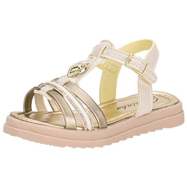 Sandália Infantil Feminina Gracinha 704 BEGE/OURO 22
