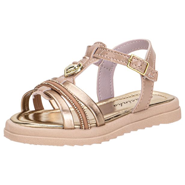 Sandália Infantil Feminina Gracinha 704 OURO/ROSADO 21