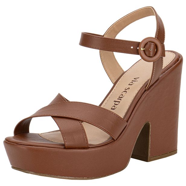 Sandália Feminina Meia Pata Via Scarpa 131012723 CARAMELO 34