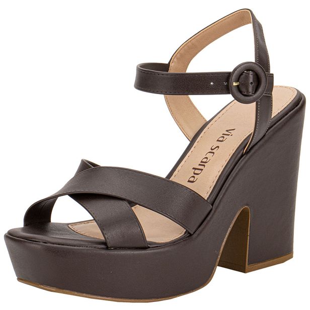 Sandália Feminina Meia Pata Via Scarpa 131012723 CAFÉ 34