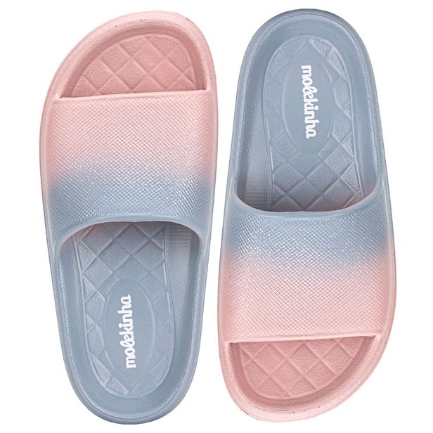 Chinelo Infantil Feminino Slide Molekinha 2338300 AZUL/ROSA 29/30