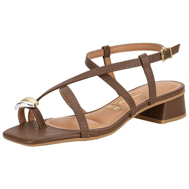 Sandália Feminina Salto Grosso Vizzano 6454123 CAFÉ 34