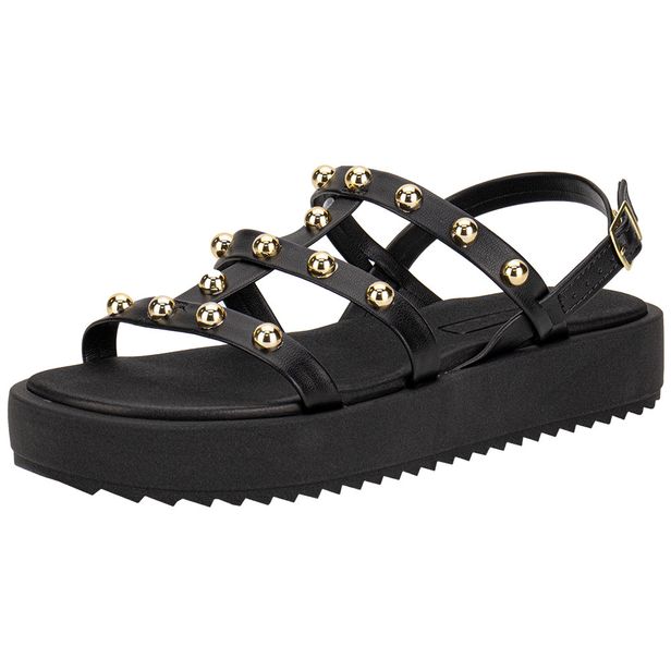 Sandália Feminina Flat Moleca 5489119 PRETO 34