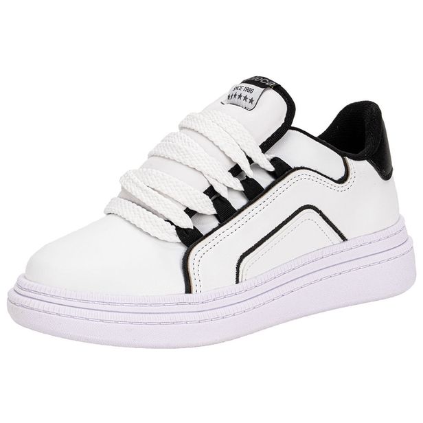 Tênis Feminino Casual Moleca 5816105 BRANCO/PRETO 34