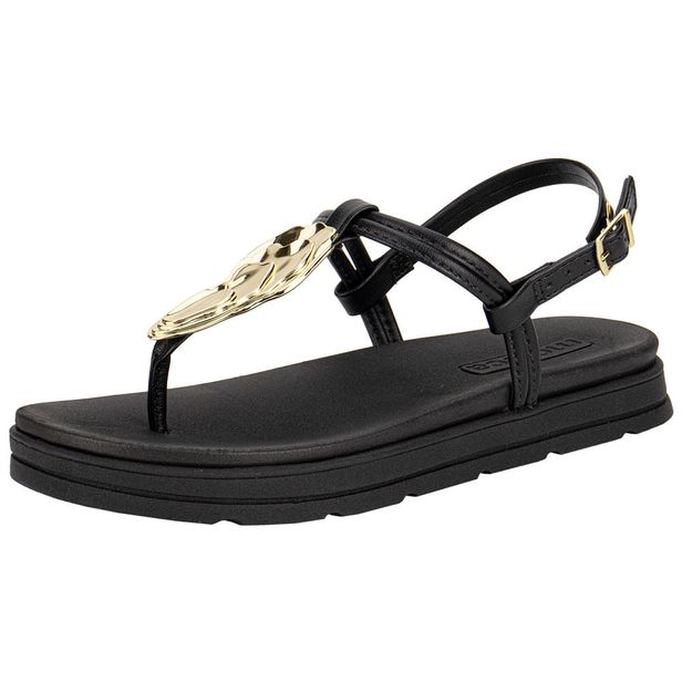 Sandália Feminina Flat Moleca 5490122 PRETO 34