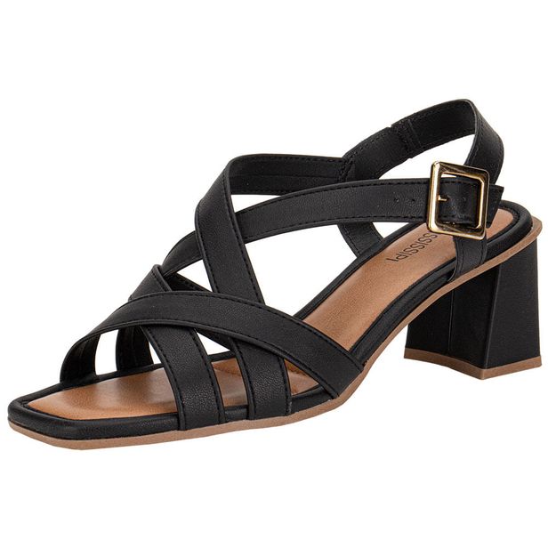 Sandália Feminina Salto Grosso Mississipi MF233 PRETO 34