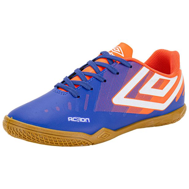 Chuteira Infantil Indoor Action Jr Umbro U07FB00285 AZUL/LARANJA 32